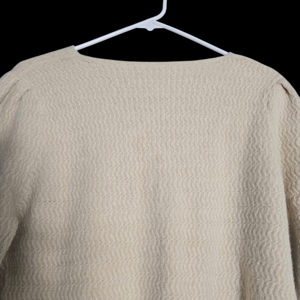 Nanette Lepore Pearl Button Textured Knit Cardigan Off White Cream Rayon Medium - Picture 6 of 15